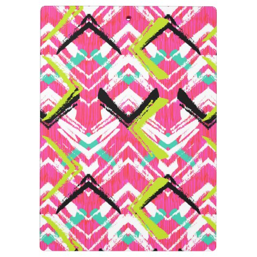 手描きのピンクのジグザグパターン クリップボード (裏面)