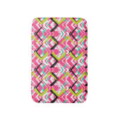 手描きのピンクのジグザグパターン バスマット (正面縦)