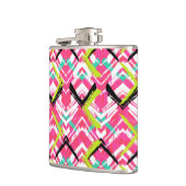手描きのピンクのジグザグパターン フラスク (左)