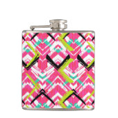 手描きのピンクのジグザグパターン フラスク (正面)