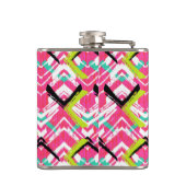 手描きのピンクのジグザグパターン フラスク (裏面)