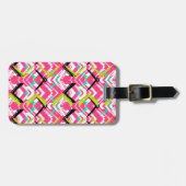 手描きのピンクのジグザグパターン ラゲッジタグ (正面横)