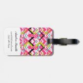 手描きのピンクのジグザグパターン ラゲッジタグ (裏面横)