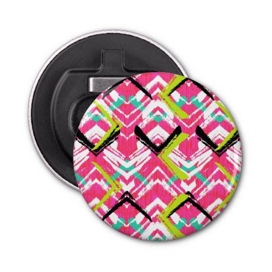 手描きのピンクのジグザグパターン 栓抜き (正面)