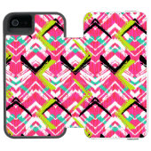 手描きのピンクのジグザグパターン INCIPIO iPhoneウォレットケース (フォリオ Open)