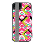 手描きのピンクのジグザグパターン INCIPIO iPhoneウォレットケース (フォリオ裏面)