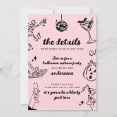 手描きのピンクのハロウィンパーティー招待状 招待状 (裏面)