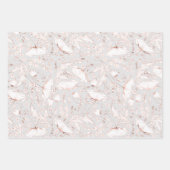 手描きのピンクのワイルドフラワースケッチパターン エレガント ラッピングペーパーシート (正面3)