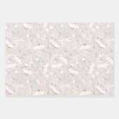 手描きのピンクのワイルドフラワースケッチパターン エレガント ラッピングペーパーシート (正面2)