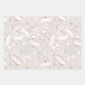 手描きのピンクのワイルドフラワースケッチパターン エレガント ラッピングペーパーシート (正面)