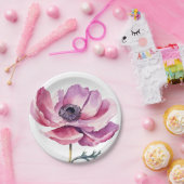 手描きのピンクのワイルドフラワー ペーパープレート (パーティー)