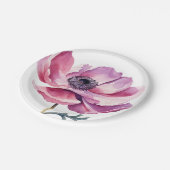 手描きのピンクのワイルドフラワー ペーパープレート (アングル)