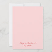 手描きのピンクの可愛らしい楽しい誕生日ディナーパーティー 招待状 (裏面)