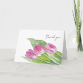 手描きのピンクの春のチューリップスケッチ サンキューカード (正面)