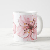 手描きのピンクの桜 ジャンボコーヒーマグカップ (正面右)