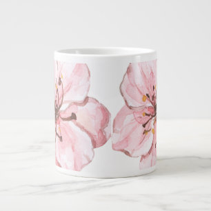 手描きのピンクの桜 ジャンボコーヒーマグカップ