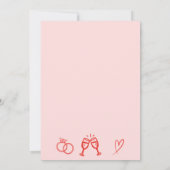 手描きのピンクの結婚記念日のお祝い 招待状 (裏面)