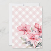 手描きのピンクの花 デルビー ブライダルシャワー 招待状 (裏面)
