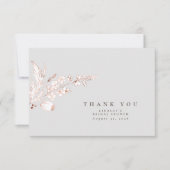 手描きのピンクゴールドのワイルドフラワーのエレガントな感謝 サンキューカード (正面)