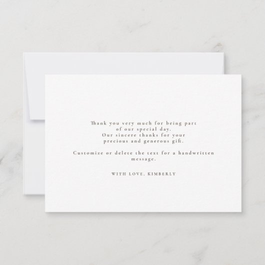 手描きのピンクゴールドのワイルドフラワーのエレガントな感謝 サンキューカード (裏面)