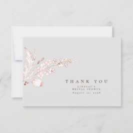 手描きのピンクゴールドのワイルドフラワーのエレガントな感謝 サンキューカード