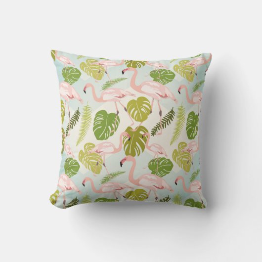 手描きのピンクフラミンゴのスケッチ。ヴィンテージ図 クッション (正面)