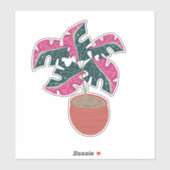 手描きのピンクモンステラの植物 シール (シート)