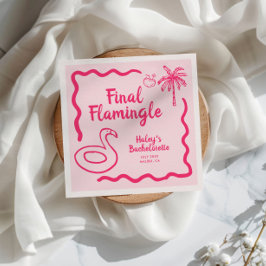 手描きのファイナル フラミンゴ バチェロレッテ スタンダードカクテルナプキン