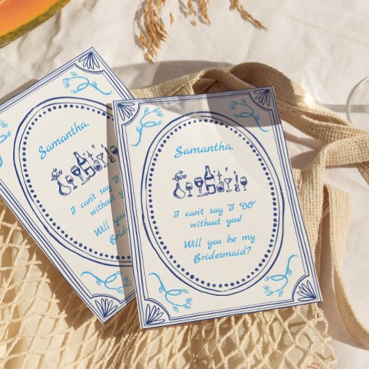 手描きのファンキーで不思議なブライズメイド提案 招待状