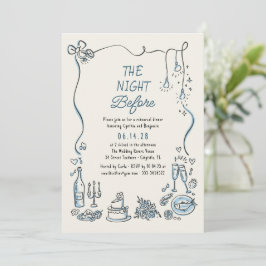 手描きのファンキーで気まぐれなリハーサルディナー 招待状