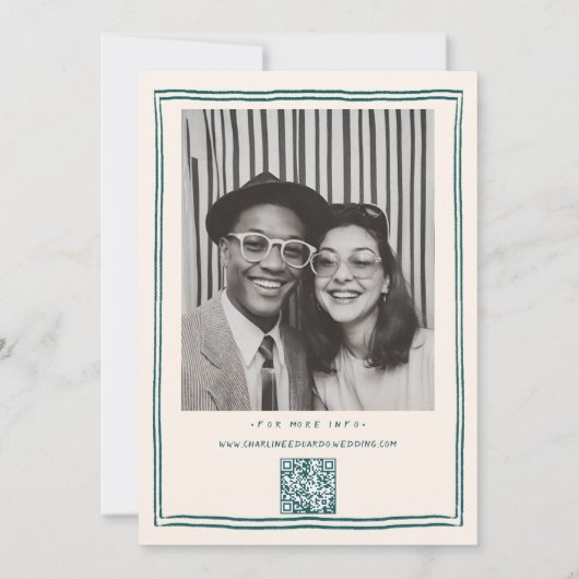 手描きのファンキーで現代的なウェディング 招待状 (裏面)