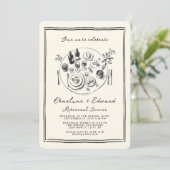 手描きのファンキーな絵の結婚式リハーサルディナー 招待状 (スタンド正面)