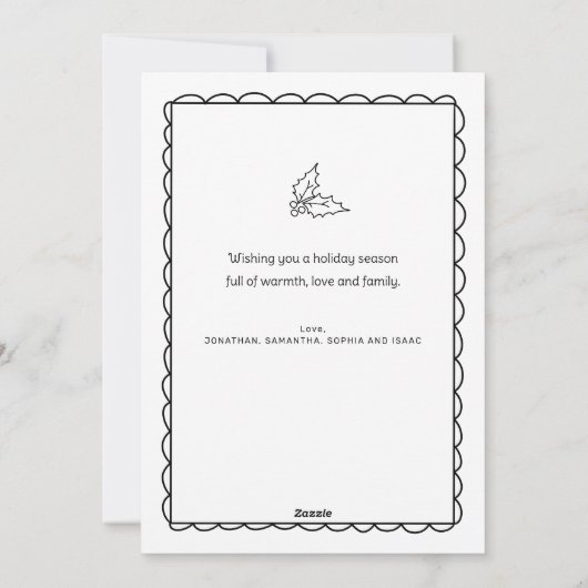 手描きのファンシーなホタテ貝殻フレームのクリスマス写真 シーズンカード (裏面)