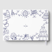 手描きのファンタジーなネイビーブルーの結婚式 ゲストブック (裏面)