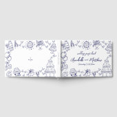 手描きのファンタジーなネイビーブルーの結婚式 ゲストブック (全面)