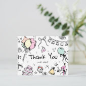 手描きのフラットな感謝カード サンキューカード (スタンド正面)