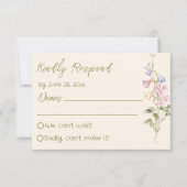 手描きのフラワーモチーフの夏の結婚式 出欠カード (正面)
