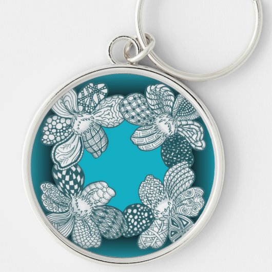 手描きのフラワーレイで任意の色を選択 キーホルダー (正面)