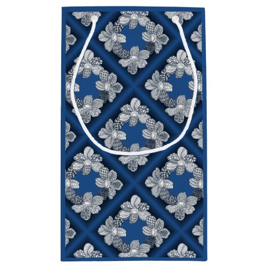 手描きのフラワーレイで任意の色を選択 スモールペーパーバッグ (裏面)