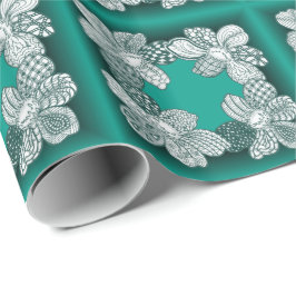 手描きのフラワーレイで任意の色を選択 ラッピングペーパー