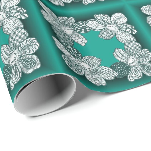 手描きのフラワーレイで任意の色を選択 ラッピングペーパー (ロールコーナー)