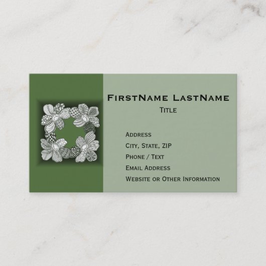 手描きのフラワーレイで任意の色を選択 名刺 (正面)