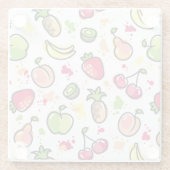 手描きのフルーツパターン ガラスコースター (裏面)