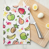 手描きのフルーツパターン キッチンタオル (四つ折り)