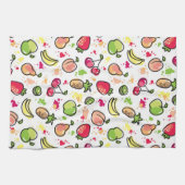 手描きのフルーツパターン キッチンタオル (横)