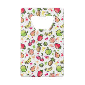 手描きのフルーツパターン クレジットカード栓抜き (裏面)