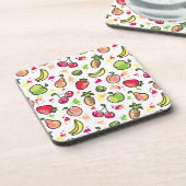 手描きのフルーツパターン コースター (左側)