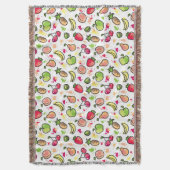 手描きのフルーツパターン スローブランケット (正面縦)