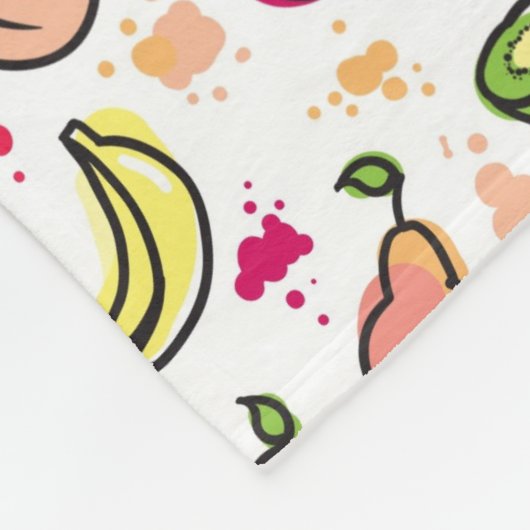 手描きのフルーツパターン フリースブランケット (角)