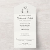 手描きのフルートの落書き 現代のウェディング オールインワン招待状 (内側)